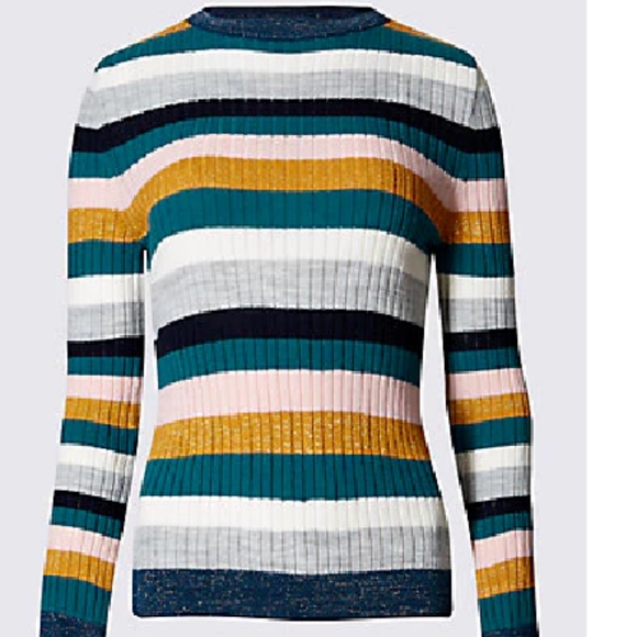 Marks and Spencer Multi Striped Jumper w/Wool NWT - Picture 2 of 3